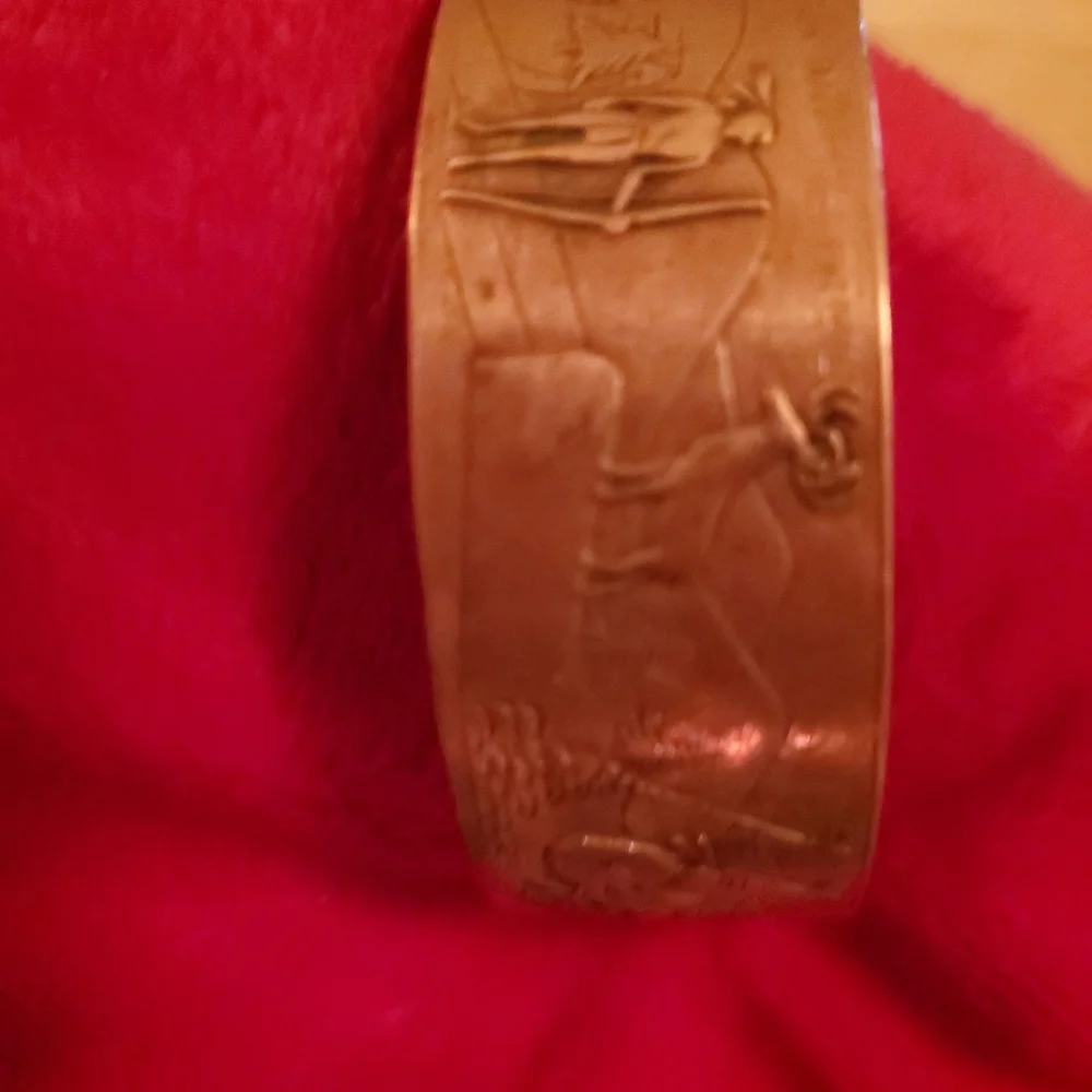 TWO (2) Copper Solid cuff bracelet native American theme / pig & sun Gorgeous! - Picture 5 of 5
